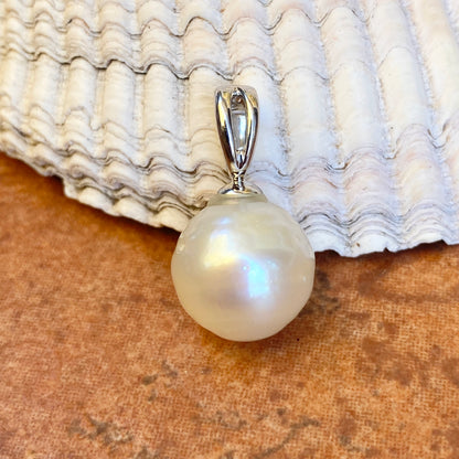 Sterling Silver 12mm Paspaley South Sea Pearl Omega Clip Enhancer Pendant