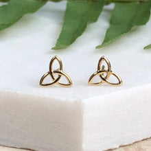 Load image into Gallery viewer, 14KT Yellow Gold Celtic Knot Stud Earrings, 14KT Yellow Gold Celtic Knot Stud Earrings - Legacy Saint Jewelry