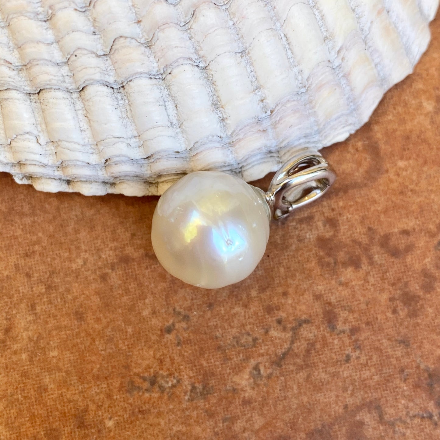 Sterling Silver 12mm Paspaley South Sea Pearl Omega Clip Enhancer Pendant