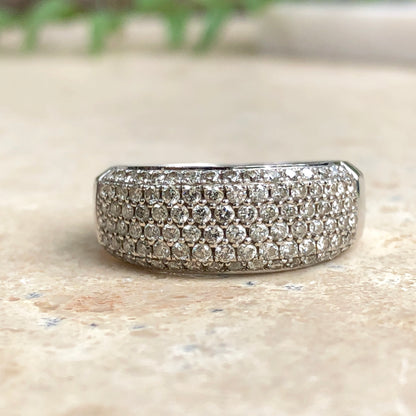 Estate 14KT White Gold 1.00 CT Pave Diamond Cigar Anniversary Band Ring - Legacy Saint Jewelry