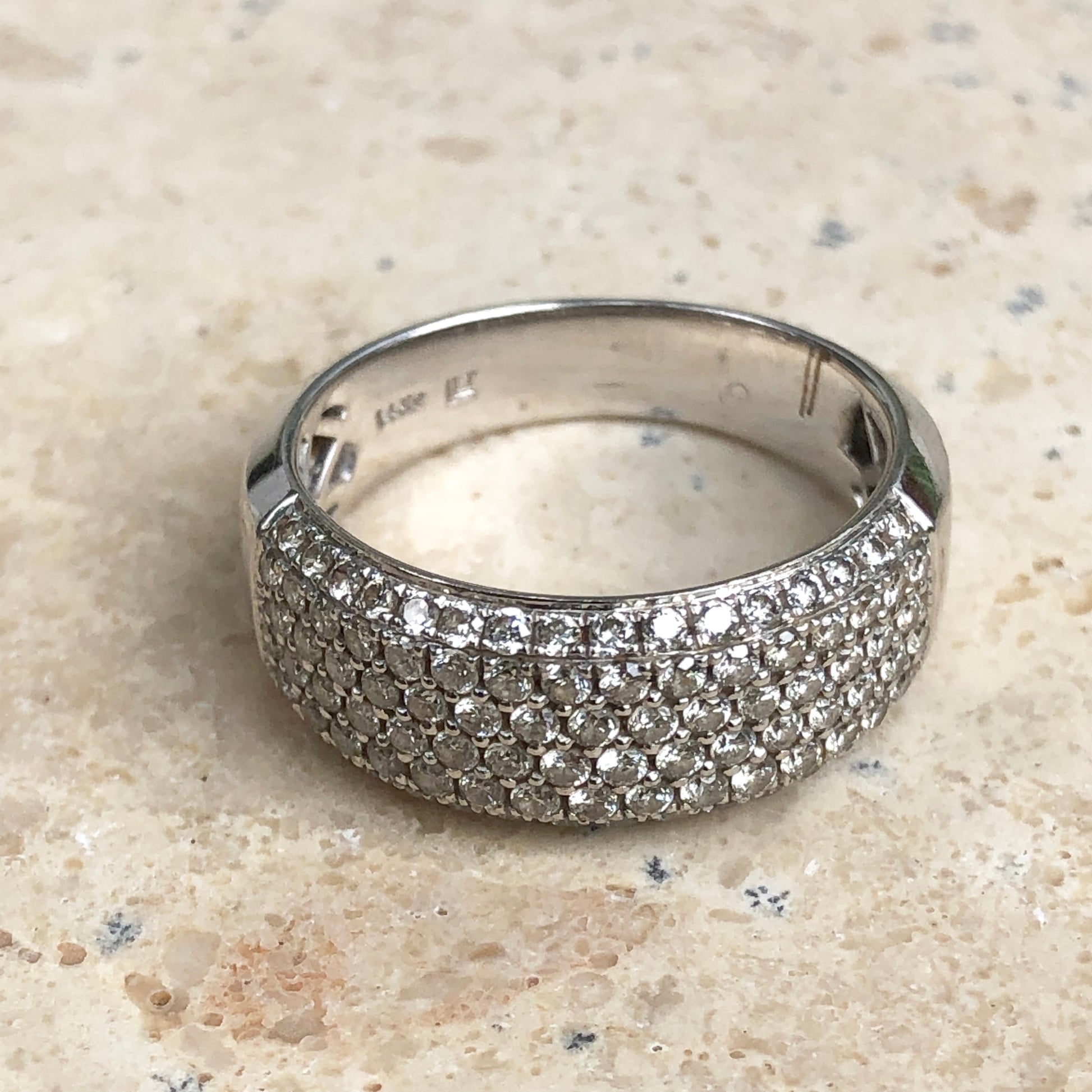 Estate 14KT White Gold 1.00 CT Pave Diamond Cigar Anniversary Band Ring - Legacy Saint Jewelry