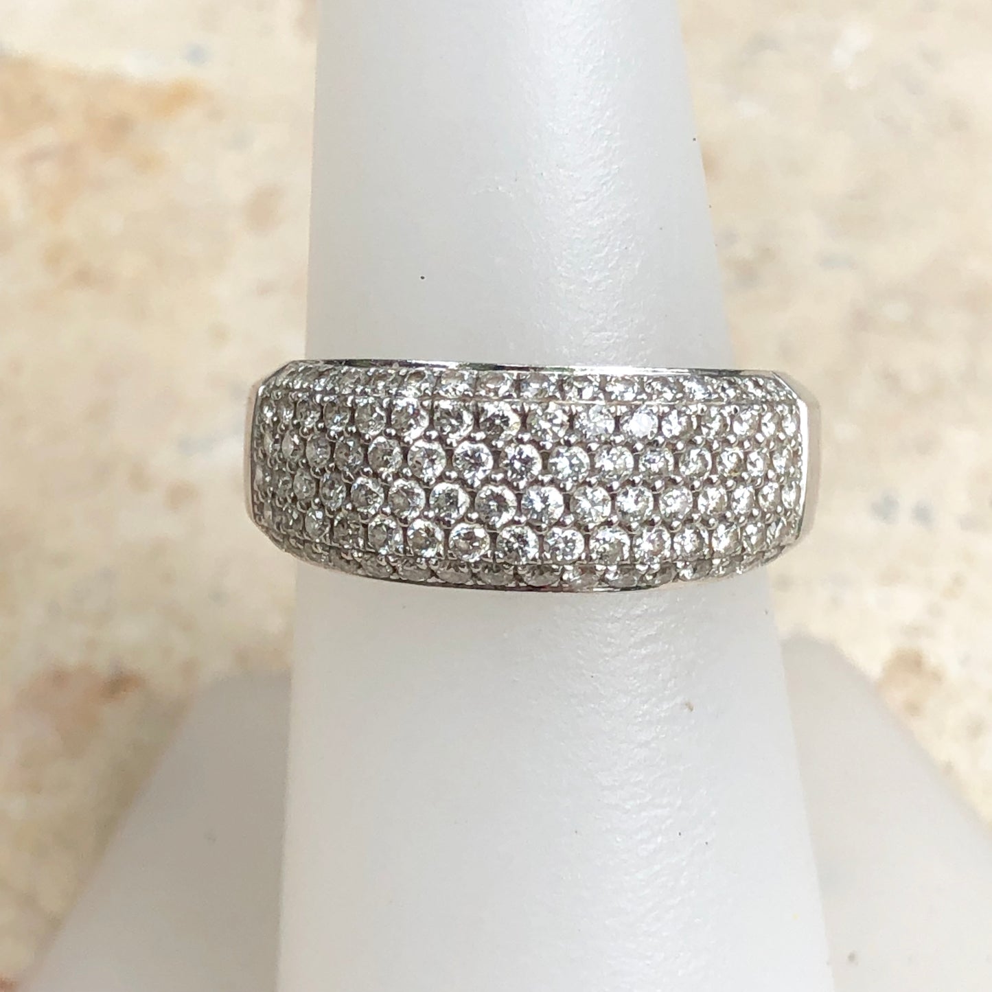 Estate 14KT White Gold 1.00 CT Pave Diamond Cigar Anniversary Band Ring - Legacy Saint Jewelry