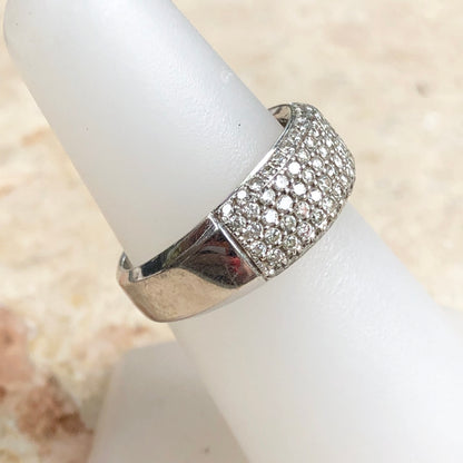 Estate 14KT White Gold 1.00 CT Pave Diamond Cigar Anniversary Band Ring - Legacy Saint Jewelry