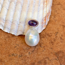 Load image into Gallery viewer, 14KT White Gold Cabochon Amethyst + 11mm Paspaley South Sea Pearl Pendant Slide #1 - Legacy Saint Jewelry