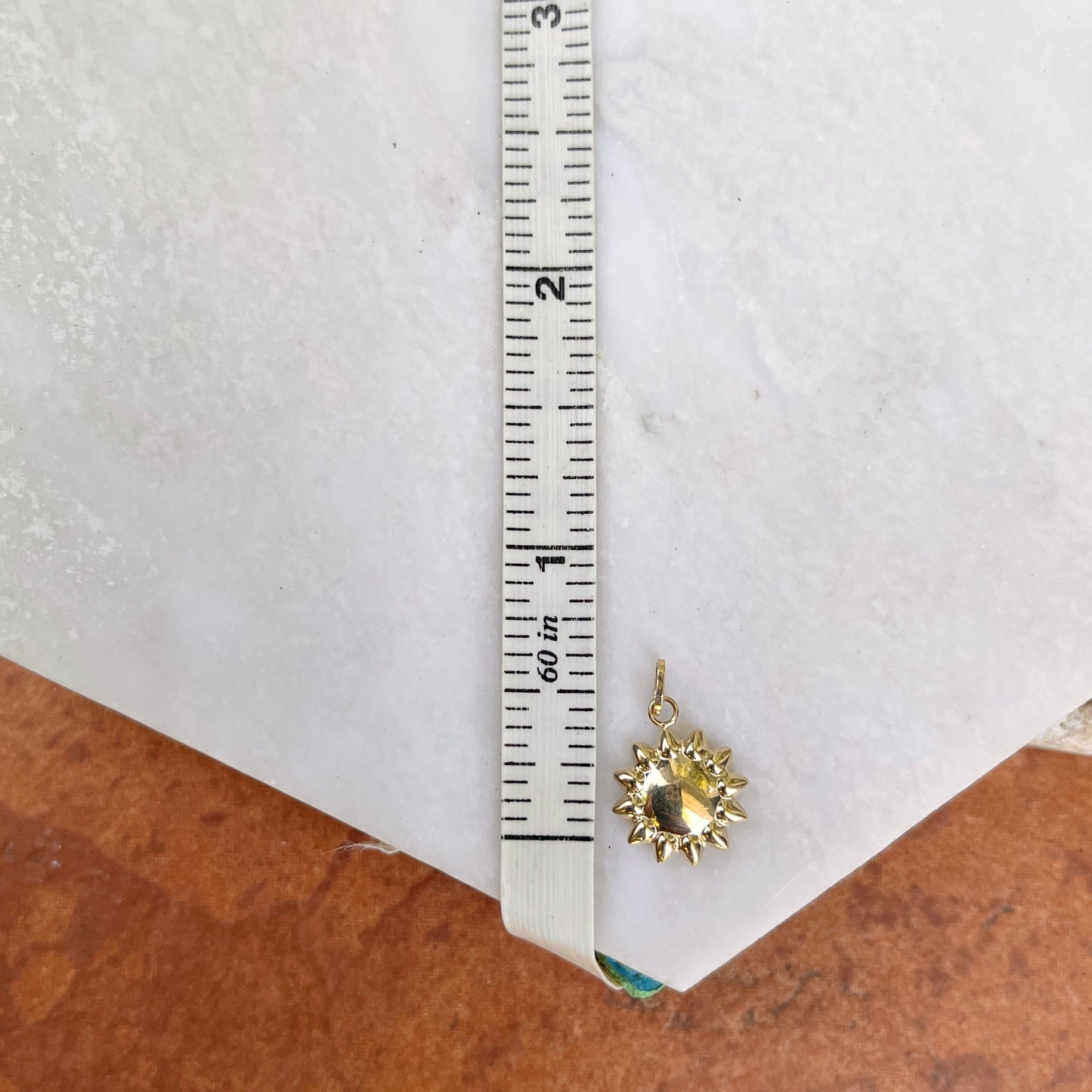 14KT Yellow Gold Puffed Sun Pendant Charm