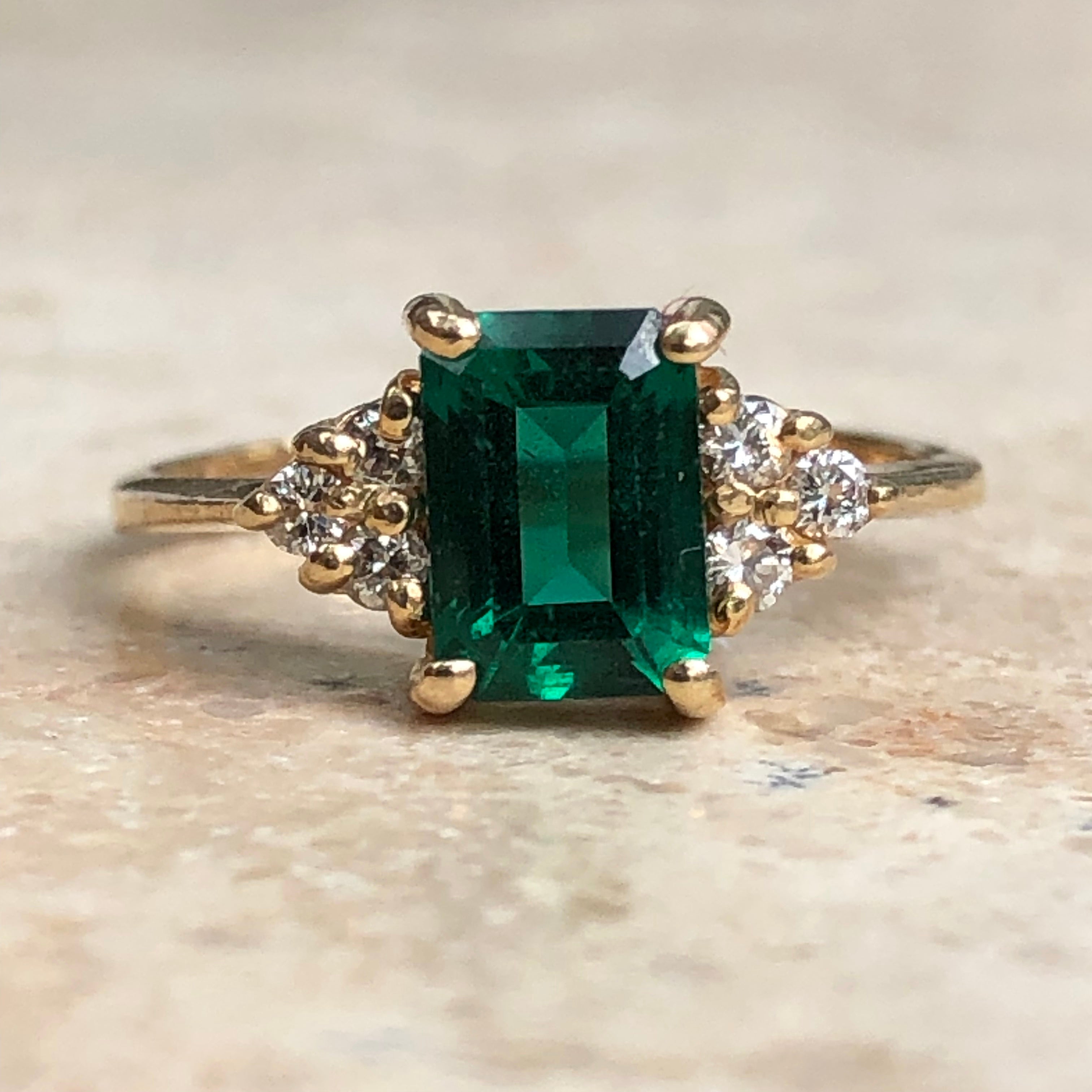 Emerald engagement clearance rings yellow gold