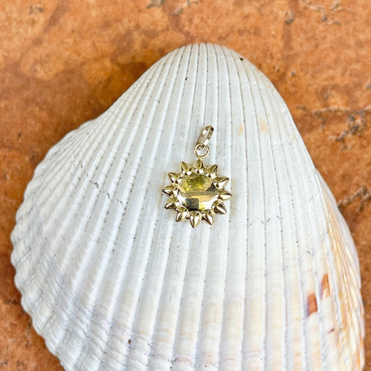 14KT Yellow Gold Puffed Sun Pendant Charm