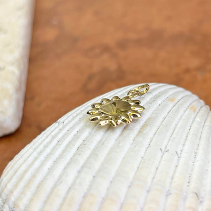 14KT Yellow Gold Puffed Sun Pendant Charm