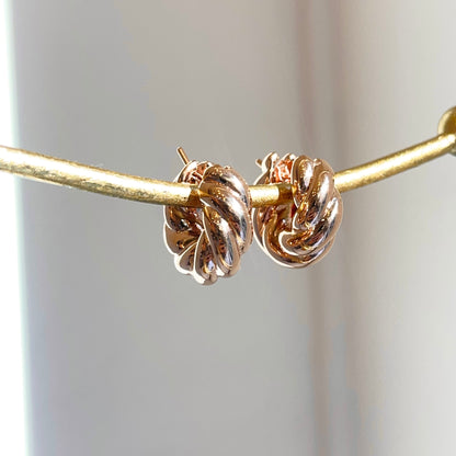 14KT Rose Gold Chunky Twisted Huggie Hoop Earrings 19mm