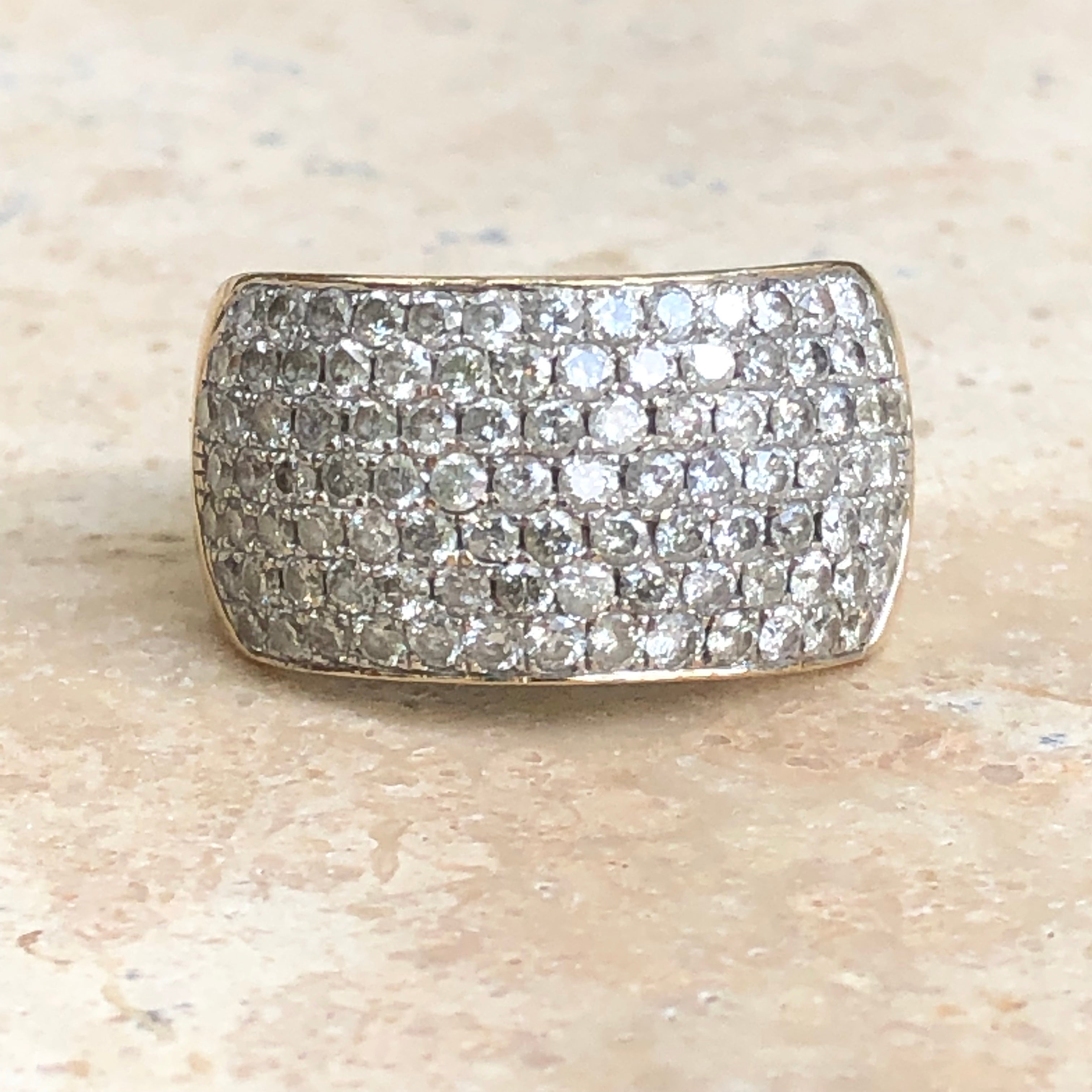 Estate 14KT White Gold + Pave Diamond Belt Buckle Cigar Band Ring – LSJ