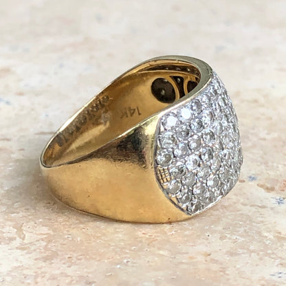 Estate 14KT White Gold + Yellow Gold Pave Diamond Cigar Anniversary Band Ring - Legacy Saint Jewelry