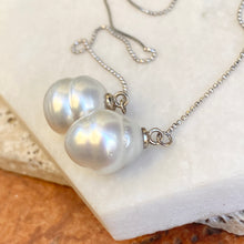 Load image into Gallery viewer, 14KT White Gold Diamond-Cut Ball Chain 11mm Pasapley Pearl Threader Earrings