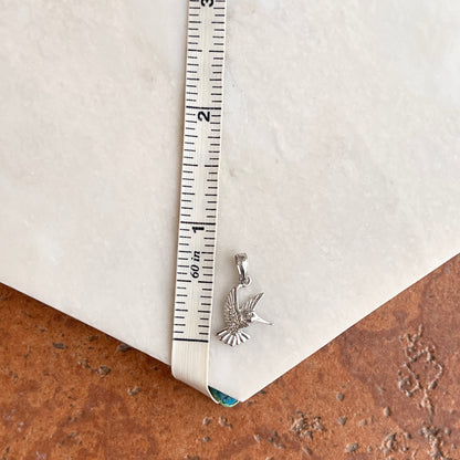 14KT White Gold Flying Detailed Hummingbird Pendant