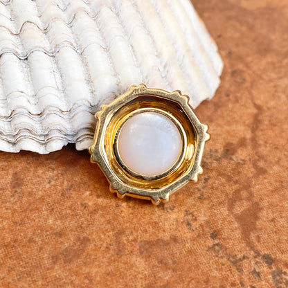 14KT Yellow Gold Detailed Round White Mabe Pearl Pendant Slide