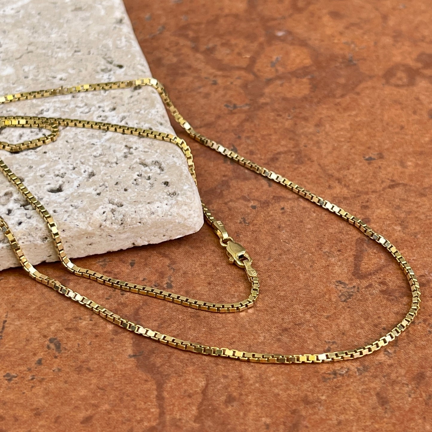Estate 14KT Yellow Gold 1.50mm Box Chain Link Necklace 24"