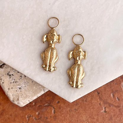 Estate 14KT Yellow Gold Sitting Puppy Dog Earring Charms