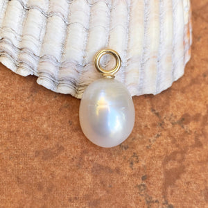 14KT Yellow Gold Oval Paspaley South Sea Pearl Simple Pendant 12mm