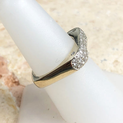 Estate 14KT White Gold .75 CT Pave Diamond Bar Design Modern Contempo Ring - Legacy Saint Jewelry