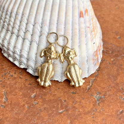 Estate 14KT Yellow Gold Sitting Puppy Dog Earring Charms