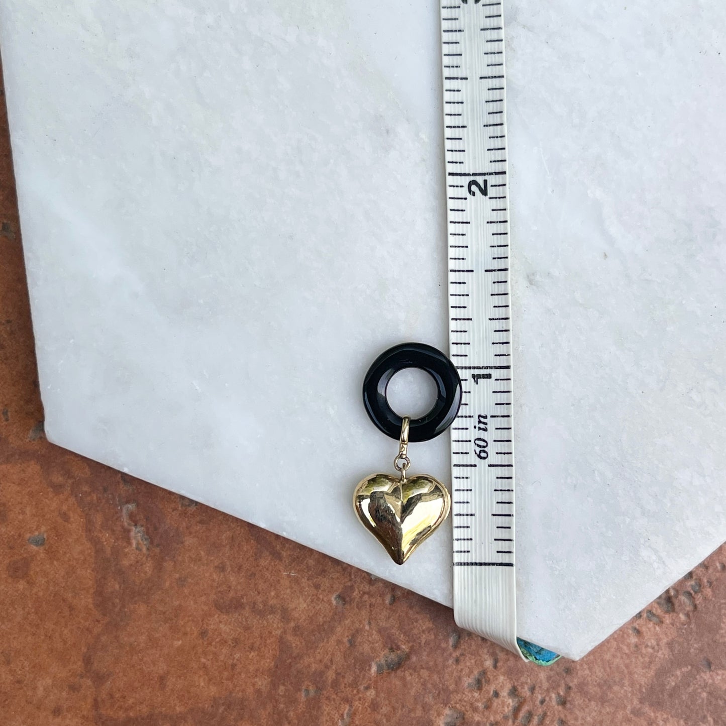 Estate 14KT Yellow Gold Black Onyx + Heart Earring Charms