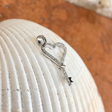 Load image into Gallery viewer, 14KT White Gold 1/8 CT Pave Diamond Key To My Heart Pendant Charm