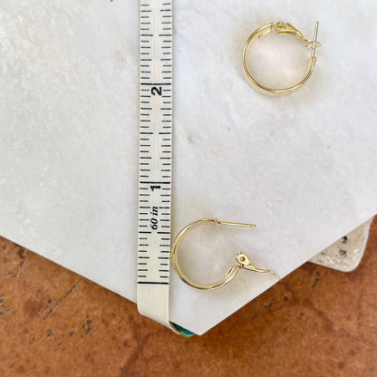 10KT Yellow Gold 5.8mm Rube Round Omega Hoops Earrings 18mm