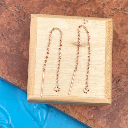 14KT Rose Gold-Filled Threader Chain Open Ring Earrings