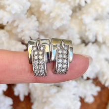 Load image into Gallery viewer, Estate 14KT White Gold 1/3 CT Pave Diamond Half-Hoop Belt Buckle Domed Earrings - Legacy Saint Jewelry