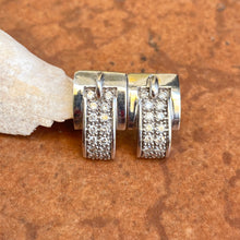 Load image into Gallery viewer, Estate 14KT White Gold 1/3 CT Pave Diamond Half-Hoop Belt Buckle Domed Earrings - Legacy Saint Jewelry
