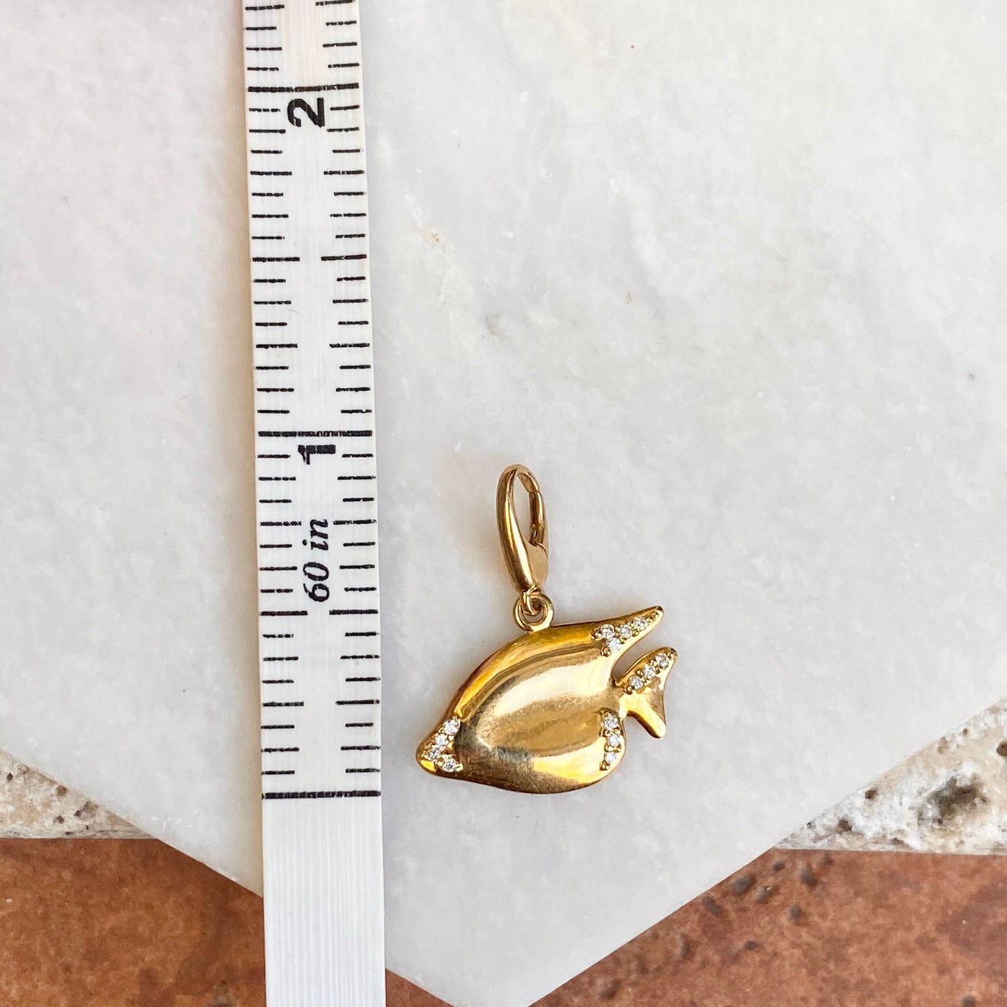 14KT Yellow Gold Diamond Sunfish Enhancer Clip Pendant