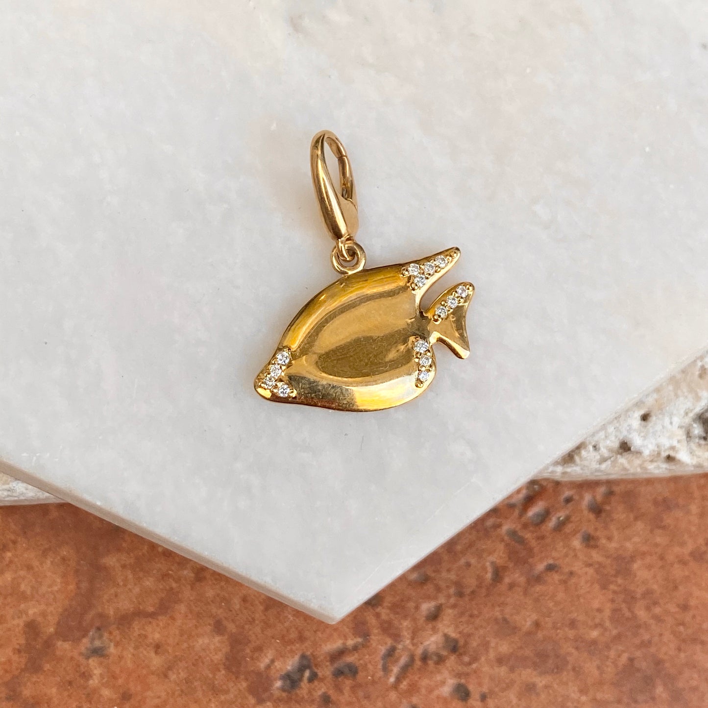 14KT Yellow Gold Diamond Sunfish Enhancer Clip Pendant