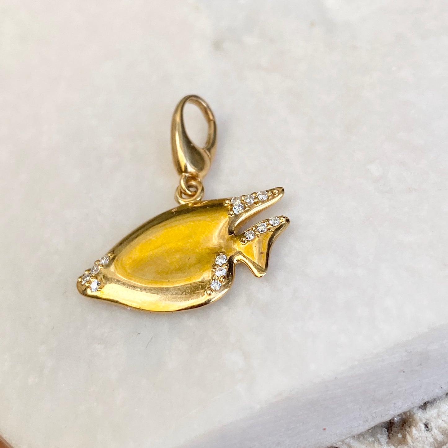 14KT Yellow Gold Diamond Sunfish Enhancer Clip Pendant