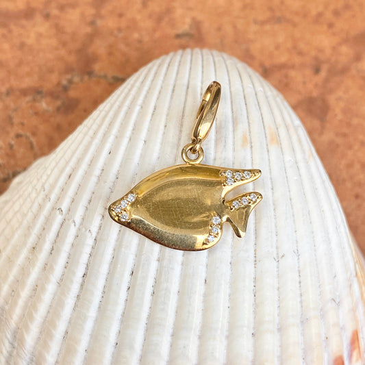 14KT Yellow Gold Diamond Sunfish Enhancer Clip Pendant