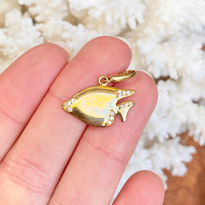 14KT Yellow Gold Diamond Sunfish Enhancer Clip Pendant