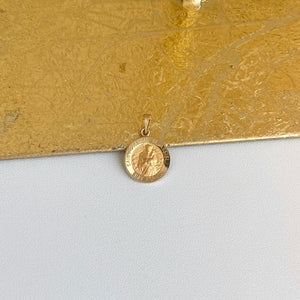 14KT Yellow Gold Saint Francis of Assisi Round Medal Pendant 15mm