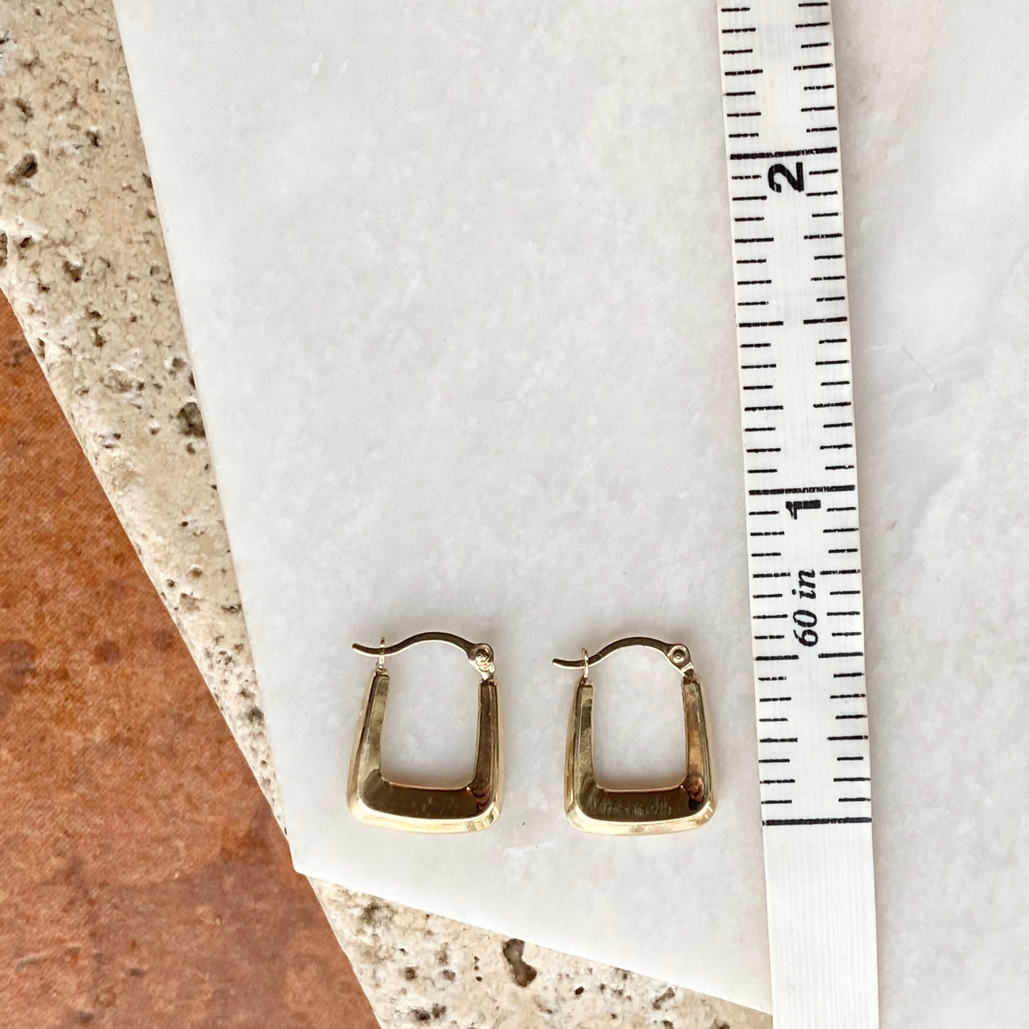 10KT Yellow Gold Squared Small Hoop Earrings