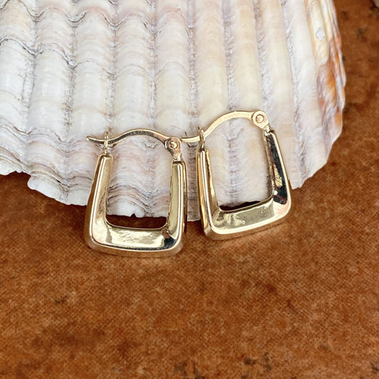 10KT Yellow Gold Squared Small Hoop Earrings