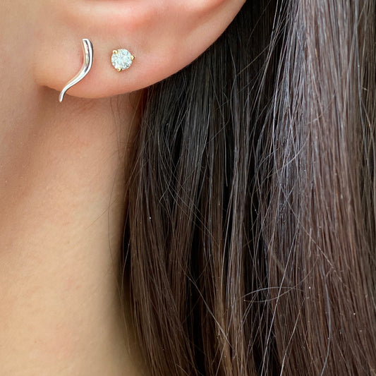 14KT White Gold "Cornicello" Italian Horn Stud Earrings, 14KT White Gold "Cornicello" Italian Horn Stud Earrings - Legacy Saint Jewelry