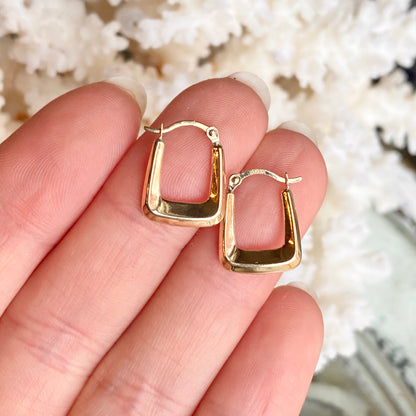 10KT Yellow Gold Squared Small Hoop Earrings