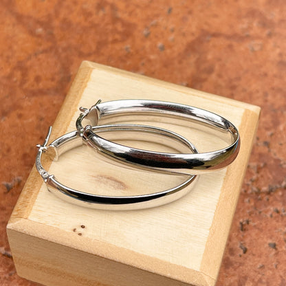 Sterling Silver Polished 6mm Oval Hoop Earrings 33mm