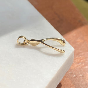 10KT Yellow Gold Polished 3D Wishbone Pendant Charm, 10KT Yellow Gold Polished 3D Wishbone Pendant Charm - Legacy Saint Jewelry