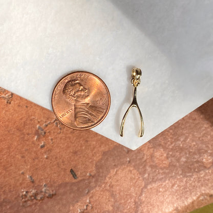 10KT Yellow Gold Polished 3D Wishbone Pendant Charm, 10KT Yellow Gold Polished 3D Wishbone Pendant Charm - Legacy Saint Jewelry