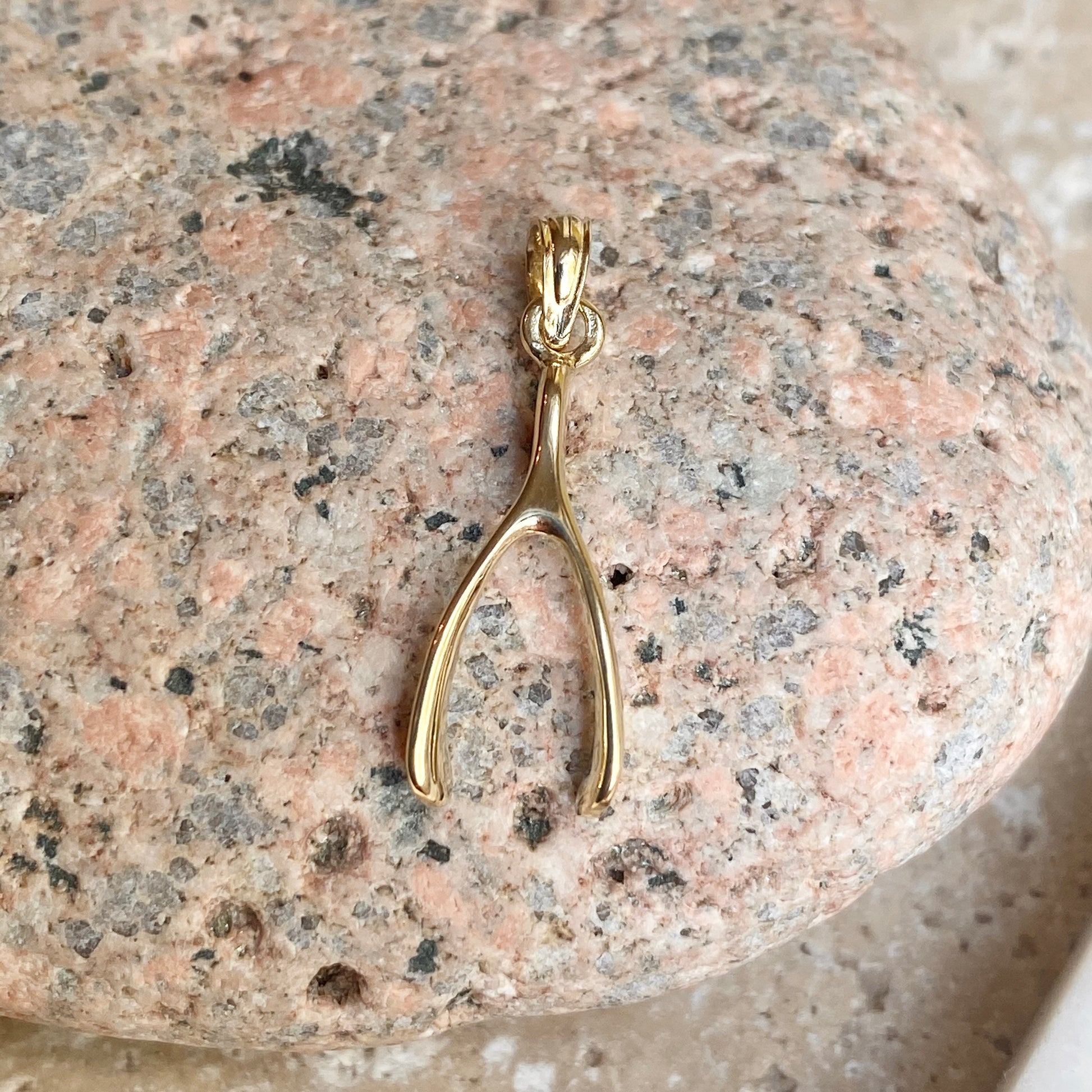 10KT Yellow Gold Polished 3D Wishbone Pendant Charm, 10KT Yellow Gold Polished 3D Wishbone Pendant Charm - Legacy Saint Jewelry