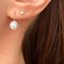 Load image into Gallery viewer, 14KT White Gold Freshwater White Pearl Euro Wire Drop Earrings - Legacy Saint Jewelry