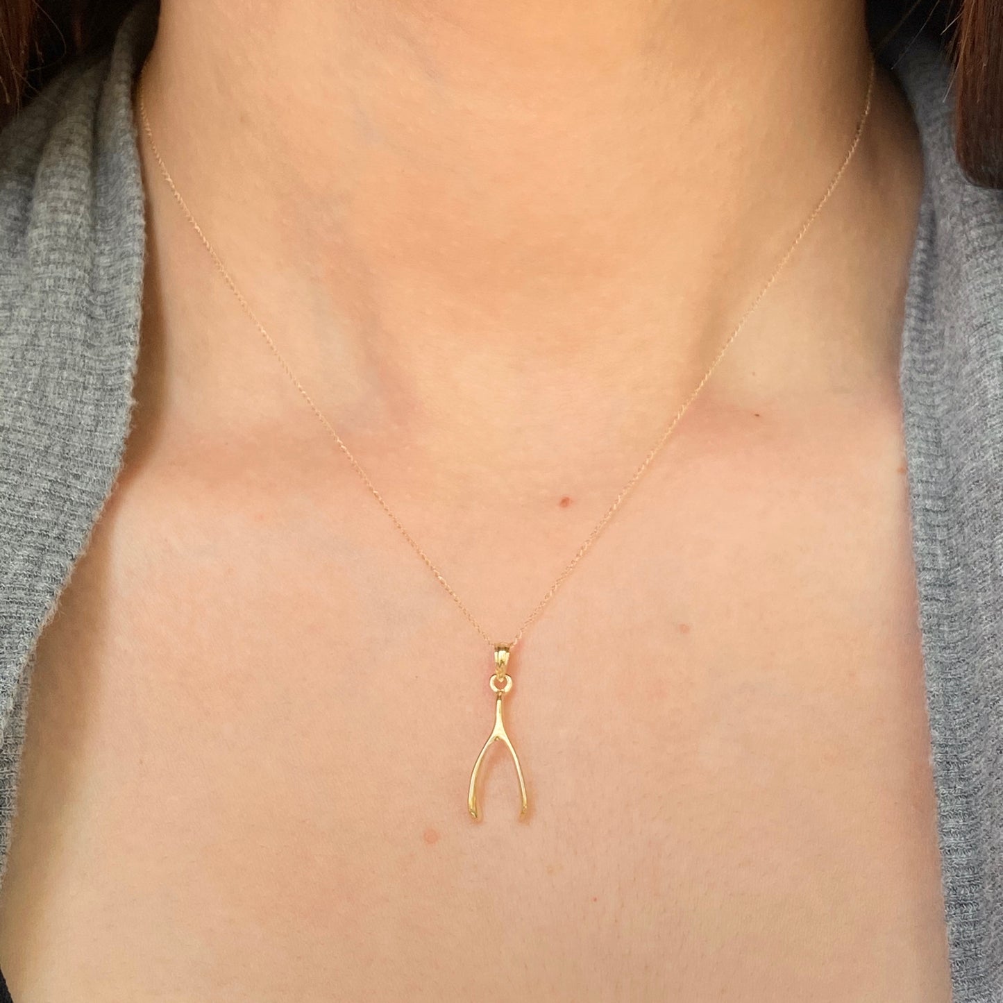 10KT Yellow Gold Polished 3D Wishbone Pendant Charm, 10KT Yellow Gold Polished 3D Wishbone Pendant Charm - Legacy Saint Jewelry