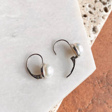 Load image into Gallery viewer, 14KT White Gold Freshwater White Pearl Euro Wire Drop Earrings - Legacy Saint Jewelry