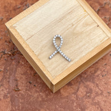 Load image into Gallery viewer, 14KT White Gold 1/10 CT Diamond Breast Cancer Awareness Ribbon Pendant Slide