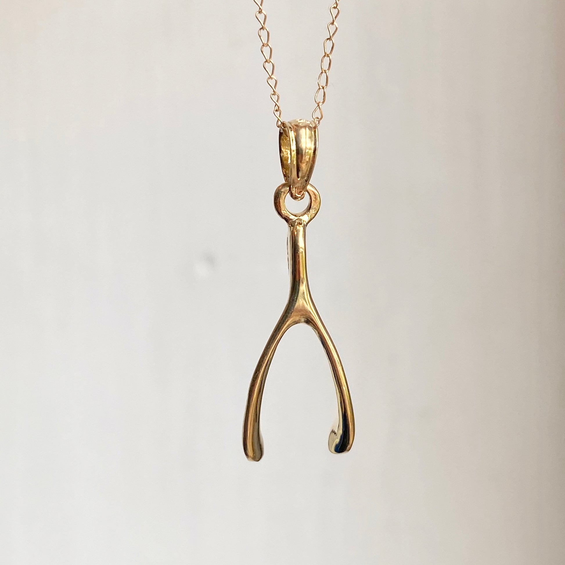 10KT Yellow Gold Polished 3D Wishbone Pendant Charm, 10KT Yellow Gold Polished 3D Wishbone Pendant Charm - Legacy Saint Jewelry