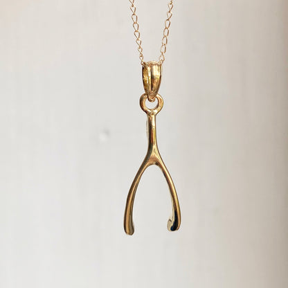 10KT Yellow Gold Polished 3D Wishbone Pendant Charm, 10KT Yellow Gold Polished 3D Wishbone Pendant Charm - Legacy Saint Jewelry