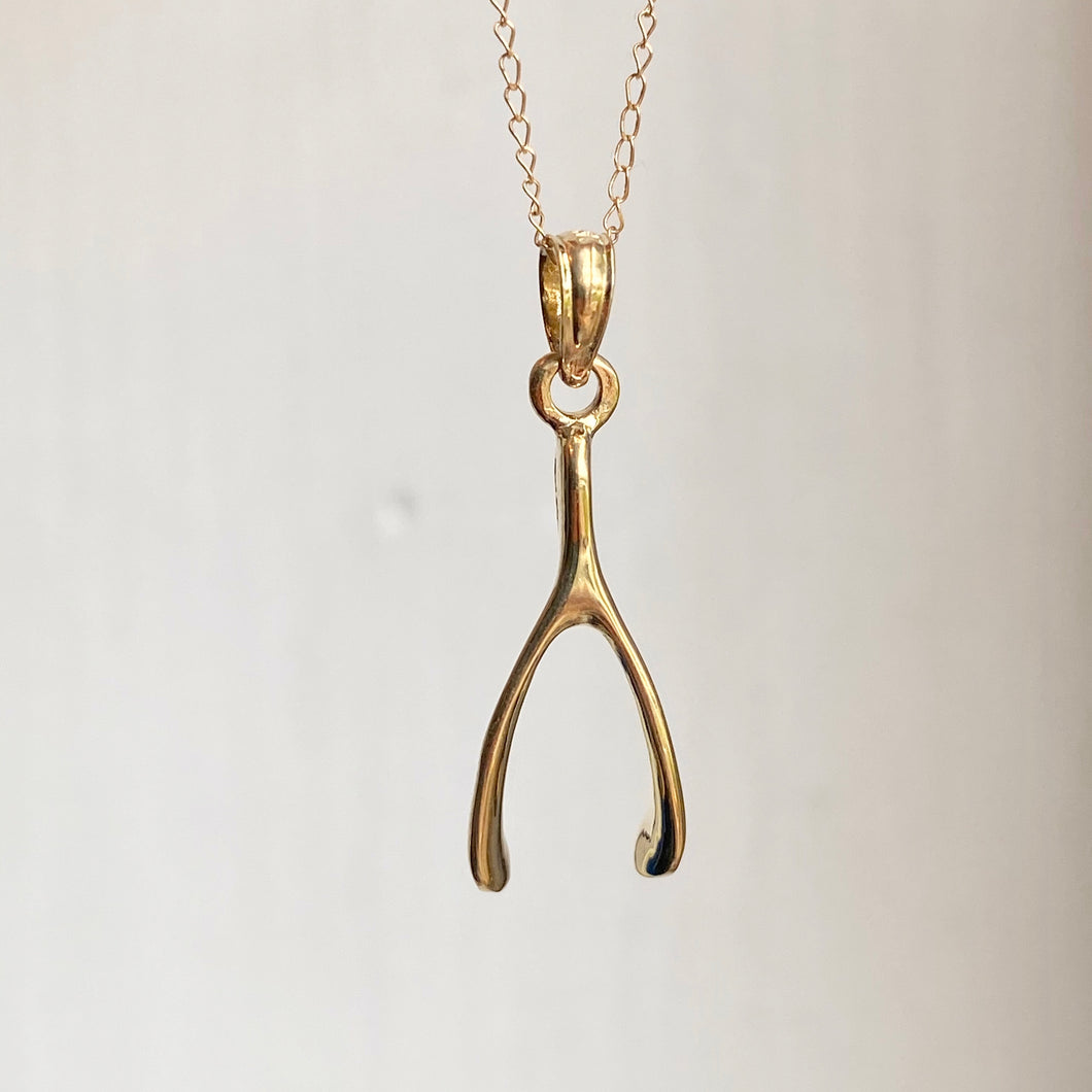 10KT Yellow Gold Polished 3D Wishbone Pendant Charm, 10KT Yellow Gold Polished 3D Wishbone Pendant Charm - Legacy Saint Jewelry